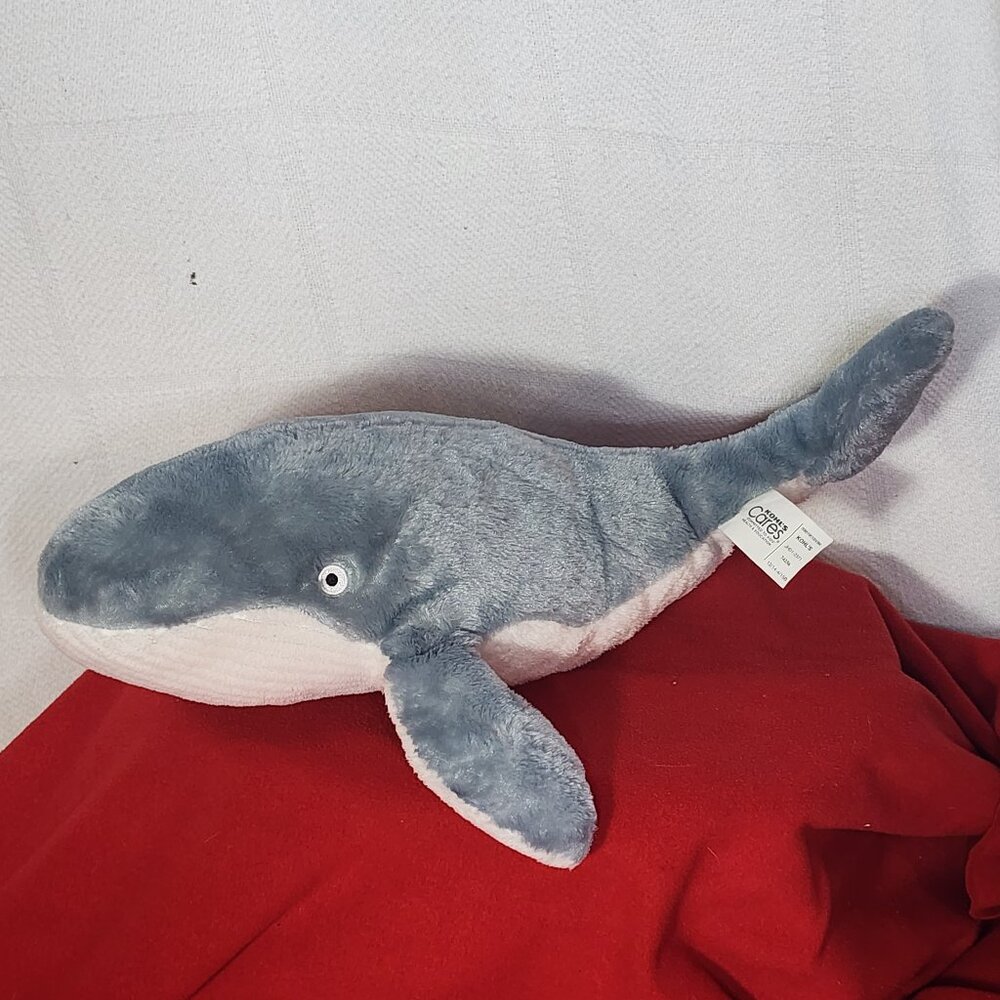 Kohl's Cares Blue Grey and White Whale Stuffed Polyester Medium Plushie Animal